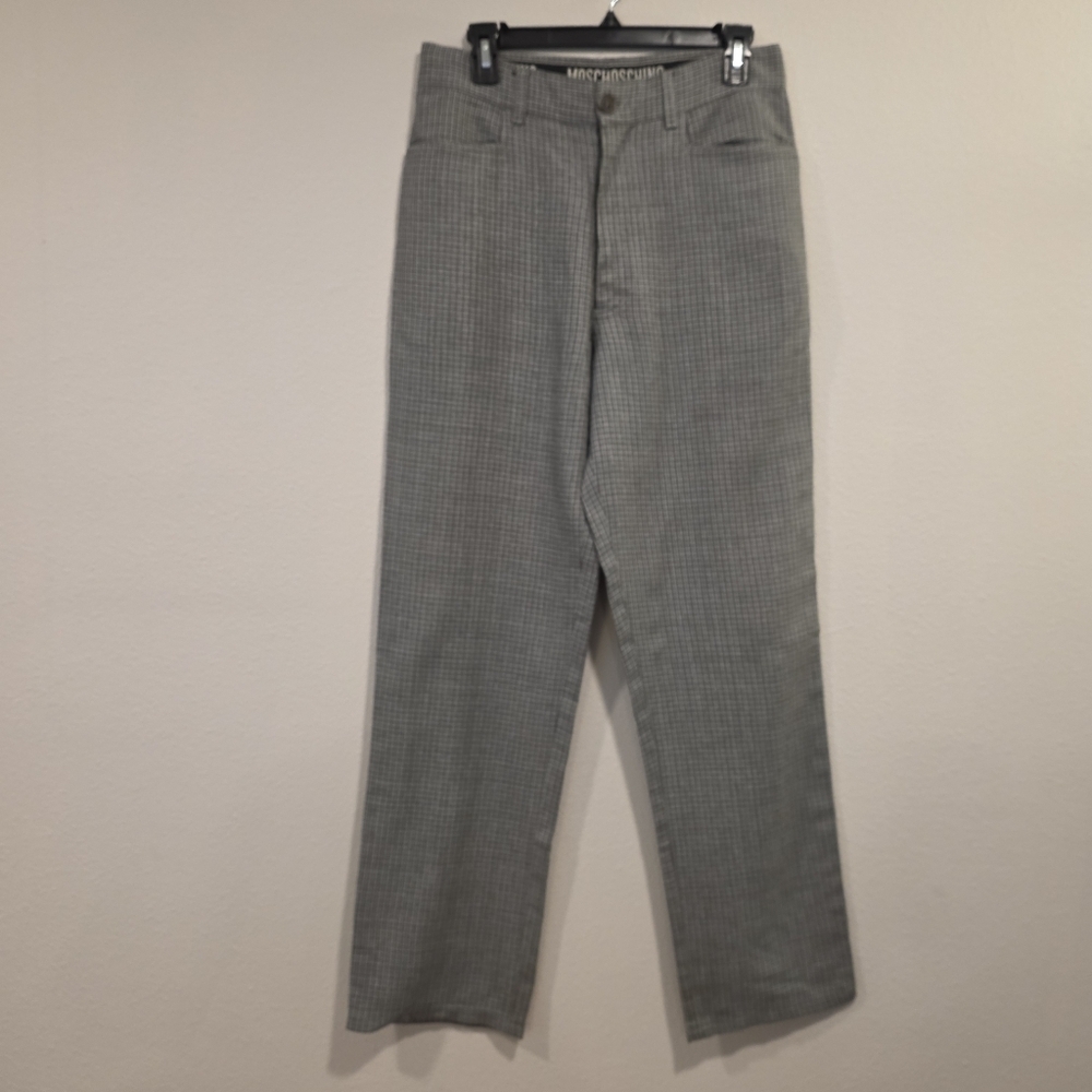 Moschino Vintage Gray Wool Blend Houndstooth Pants